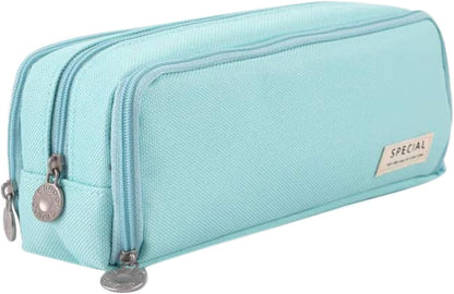 Big Capacity Pencil Case, OLIYuMi 3 Compartment Pencil Pouch Pencil Bag Storage Box Stationery Organizer Makeup Bag with Zipper Closure for Student Office College Boys and Girls (Pink) - PuriLite