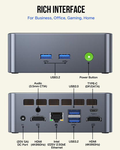 GMKtec Mini PC Intel Core i9 12900HK(14C/20T 5.0 GHz) W11 Pro, Desktop Computer 32GB DDR4 RAM+1TB NVMe SSD, Triple 4K Display, WiFi 6, BT5.2, USB-C M3 Plus - PuriLite