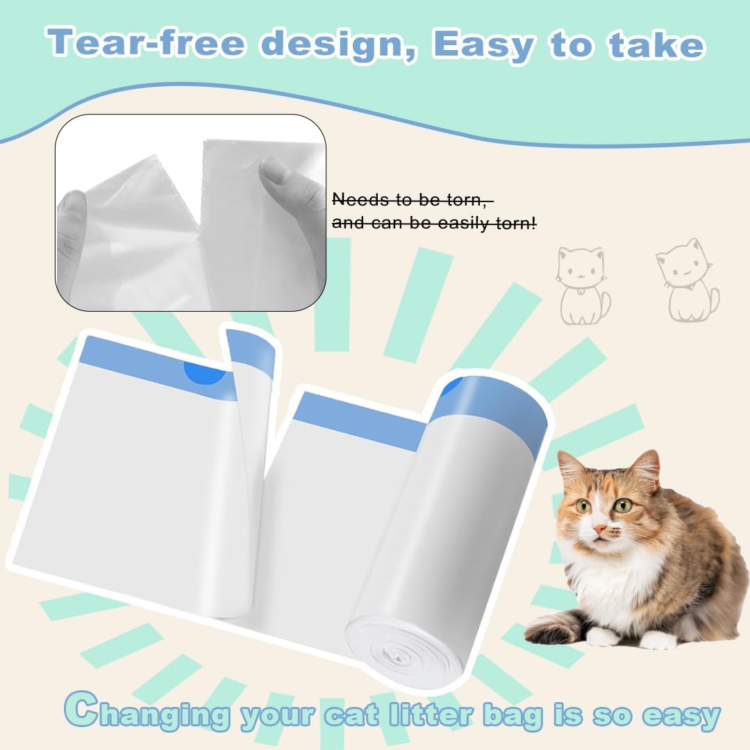 Rastalola Official® 120 Pack Cat Litter Bags with Drawstring, Compatible with Litter Robot 3 & 4, 10-12 Gallons (Sold by Ameroliy-US Store) - PuriLite