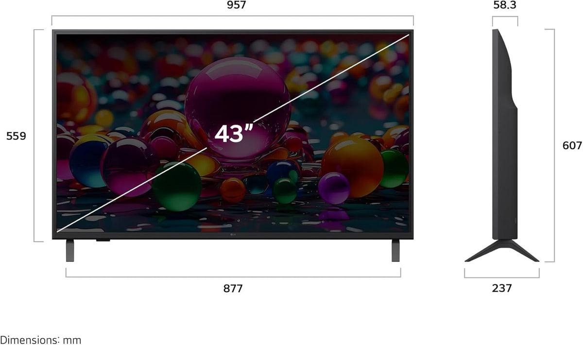 LG 43-Inch UA7700 Series 4K Smart TV - α7 AI Processor 4K, Dynamic Tone Mapping, Alexa Ready, HDR10, HGIG, ALLM, WebOS 25, Wi-Fi, Bluetooth, AI Upscaling, AI Sound, LG Channels (43UA7700PUB, 2025) - PuriLite