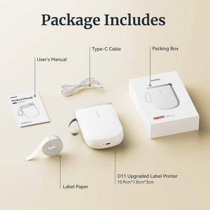 NIIMBOT D110 Mini Label Maker Machine with Tape(Pre-Cut Size 12x40mm), Portable Bluetooth Sticker Printer, Inkless Automatic Feeding One-Touch Custom Printing, Compatible with Phone Only - PuriLite