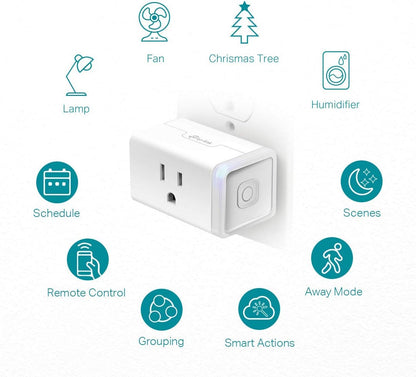 Kasa Smart Plug Mini by TP-Link (HS103P2) - Smart Home WiFi Outlet Works with Alexa, Echo and Google Home, No Hub Required, Remote Control, 2.4GHz WiFi Required, 15 Amp, UL Certified, 2-Pack, White - PuriLite