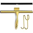 Sishynio All-Purpose Shower Squeegee for Shower Doors, Bathroom, Window and Car Glass - Golden, Stainless Steel, 10 Inches - PuriLite