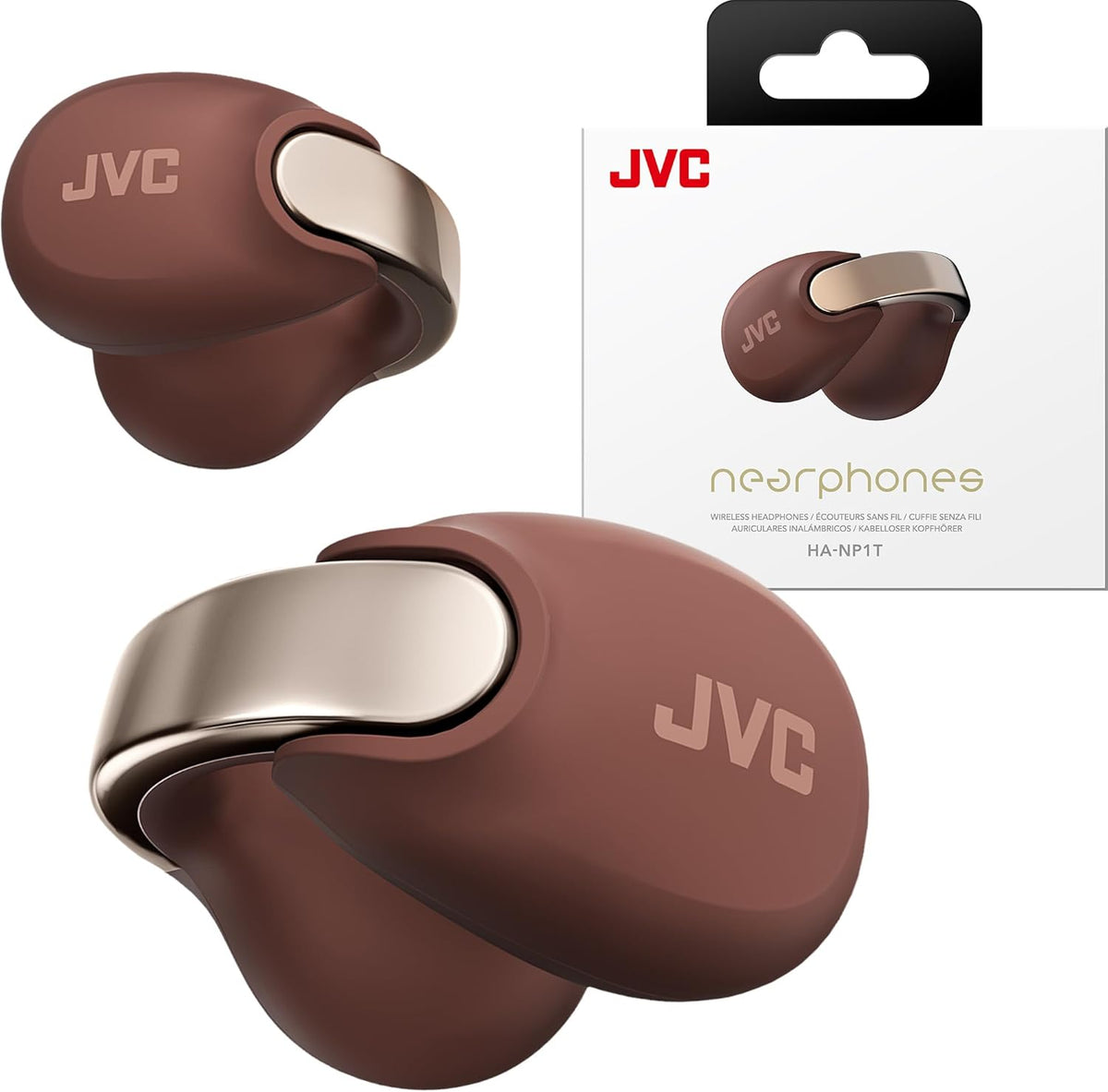 JVC nearphones Open Ear-Cuffs Wireless Headphones with Clasp Mechanism, Multipoint, Single Ear use, BT 5.3, Long Battery Life (up to 24 Hours) - HA-NP1T-A Teal Blue - PuriLite