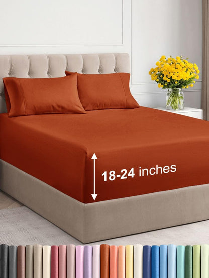 Extra Deep Queen Sheet Set - 6 Piece Breathable & Cooling Sheets - Hotel Luxury Bed Sheets Set - Easy & Secure Fit - Soft, Wrinkle Free & Comfy Sheets Set - White Sheet Set w/Extra Deep Pockets - PuriLite