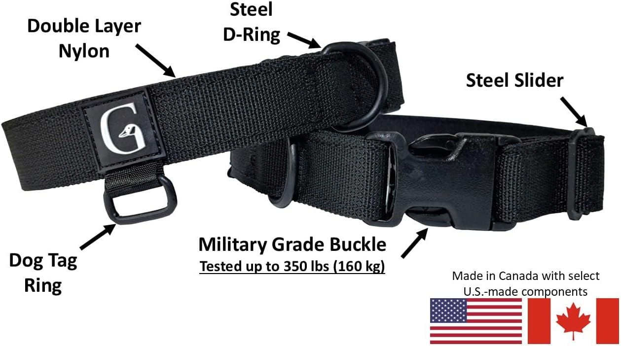 GOOSEMAN’S Gear - Dog Collar Medium and Large Breed - Made in Canada - Military Grade Buckle (Collier Pour Chien) (Ranger Green, X-Large) - PuriLite