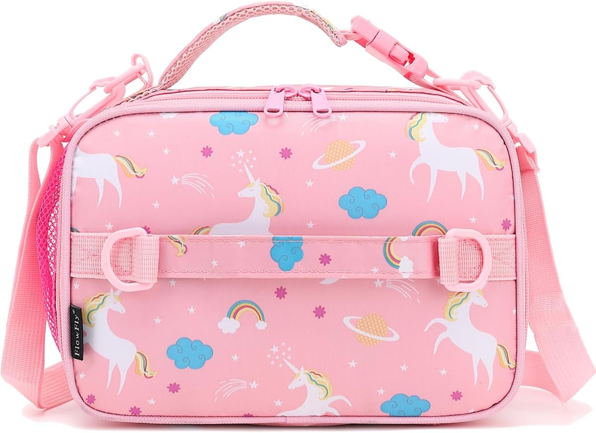 FlowFly Kids Lunch Box Insulated Soft Bag Mini Cooler Back to School Thermal Meal Tote Kit for Girls, Boys, Black - PuriLite