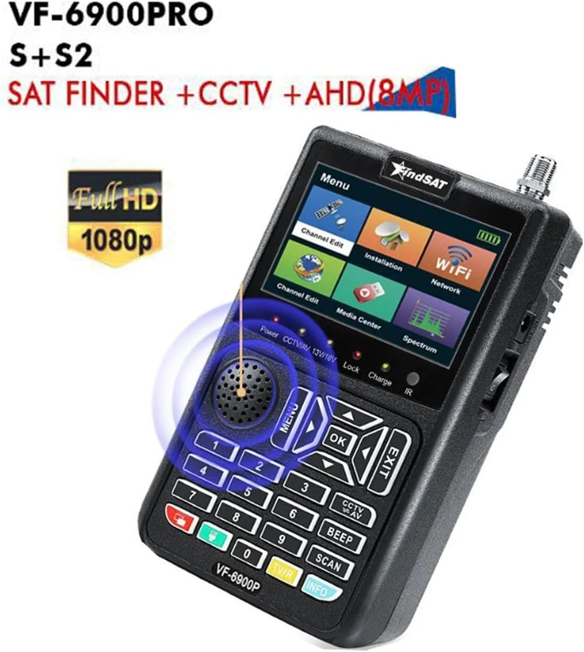 VF-6900P HD Digital Satellite Finder DVB-S/DVB S2/MPEG2 Sat Finder Meter SatelliteTV Receiver Tuner Vs ST-5150 KPT-716TS(VF6900P) - PuriLite