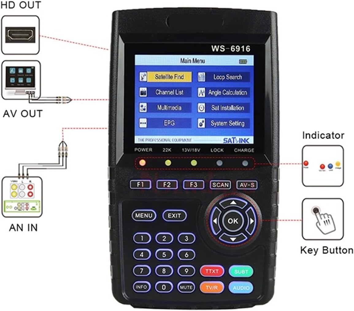 WS-6916 DVB-S2/S Sat Finder Satellite Receiver Satellite Signal Finder Meter for Dish Network Directv - PuriLite