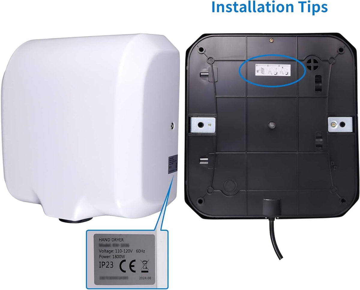 Goetland Stainless Steel Commercial Hand Dryer 1800w Automatic High Speed Heavy Duty Dull Polished - PuriLite