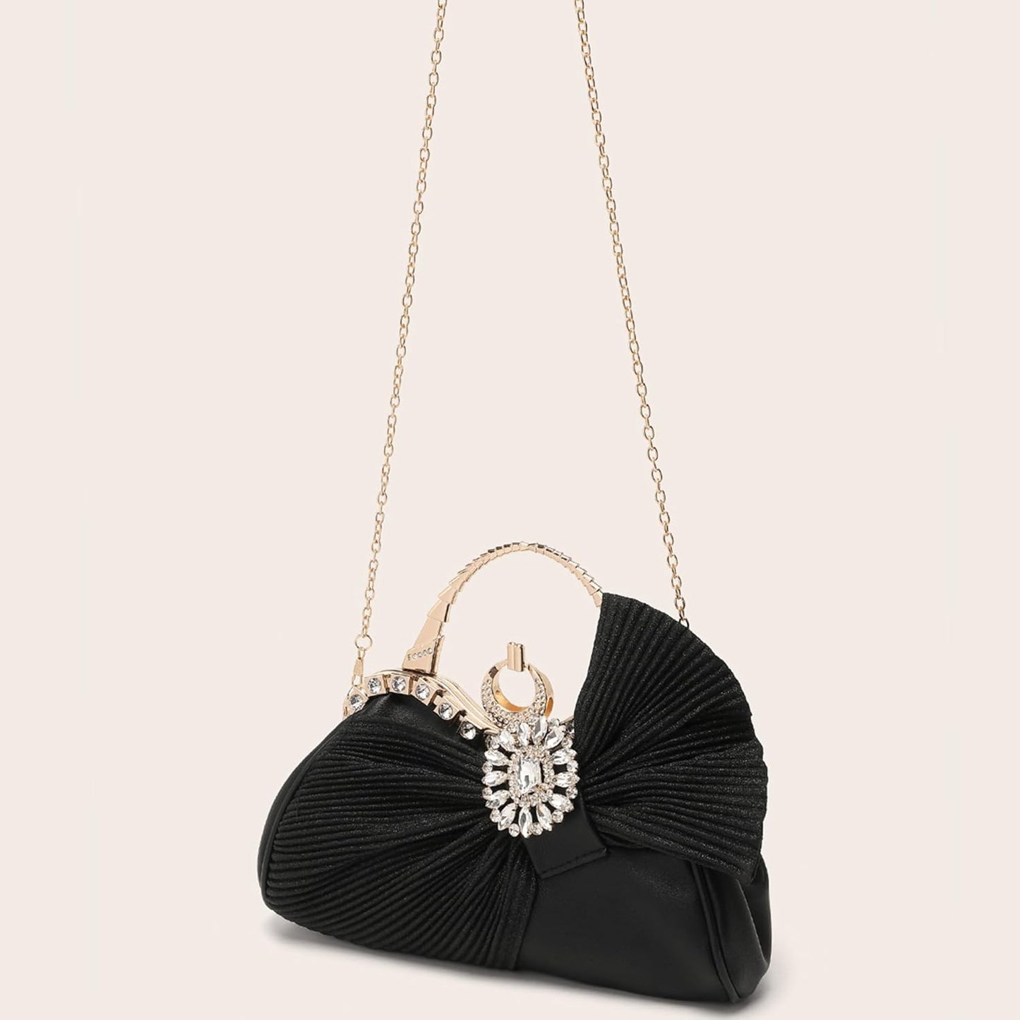 Buric Clutch Purses for Women Rhinestone Evening Handbag Bridal Wedding Prom Purse Formal Party Bow Tie Clutch for Women - PuriLite