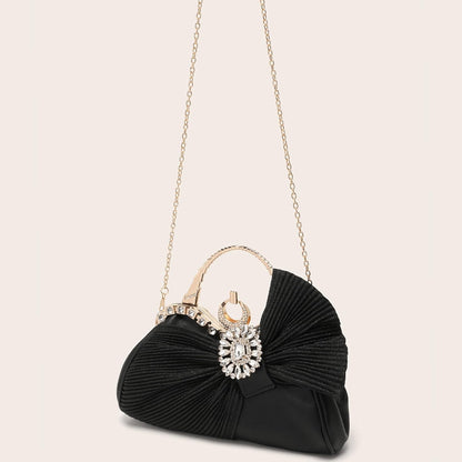 Buric Clutch Purses for Women Rhinestone Evening Handbag Bridal Wedding Prom Purse Formal Party Bow Tie Clutch for Women - PuriLite