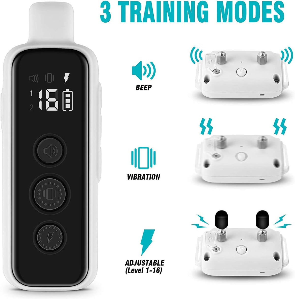 Bousnic Shock Collar for Dogs - Waterproof Rechargeable Dog Electric Training Collar with Remote for Small Medium Large Dogs with Beep, Vibration, Safe Shock Modes (8-120 Lbs) (Grey) - PuriLite