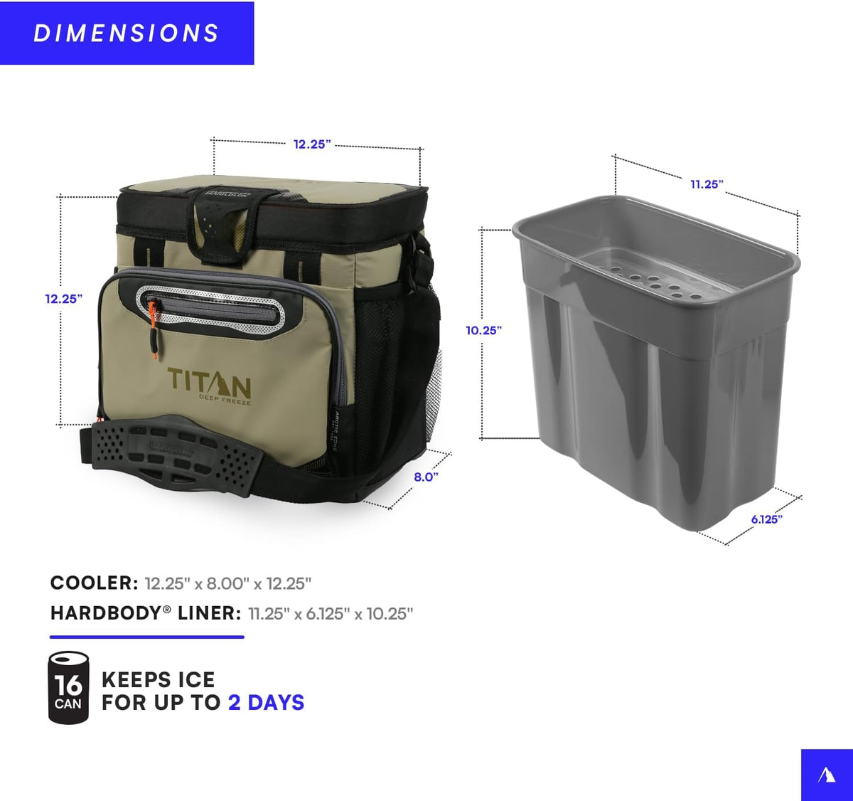 Arctic Zone Titan Deep Freeze 16 Can Zipperless Hardbody Cooler, Moss - PuriLite
