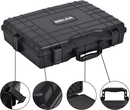 MEIJIA Portable Waterproof Protective Hard Case,Camera Case with Customizable Fit Foam Inserted, Elegant Black (9.17"x 7.56"x4.33") - PuriLite