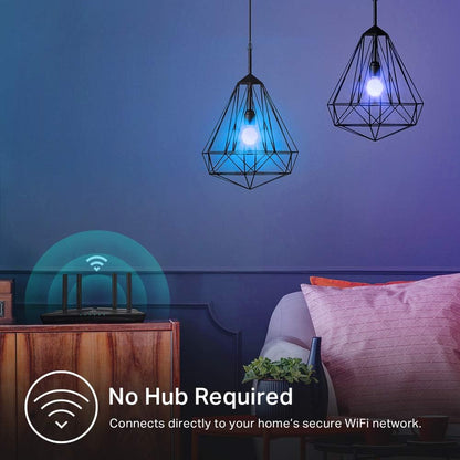 Kasa Smart Light Bulbs, Full Colour Changing Dimmable Smart WiFi Bulbs Compatible with Alexa and Google Home, A19, 9W 800 Lumens,2.4Ghz only, No Hub Required, 2-Pack (KL125P2), Multicolour - PuriLite