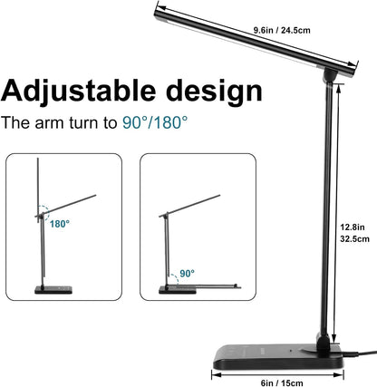 Semlos LED Desk Lamp for Home Office, Eye-Caring Table Light, 25 Lighting Modes, 45 Min Auto Timer, Touch Control, Dimmable, White - PuriLite