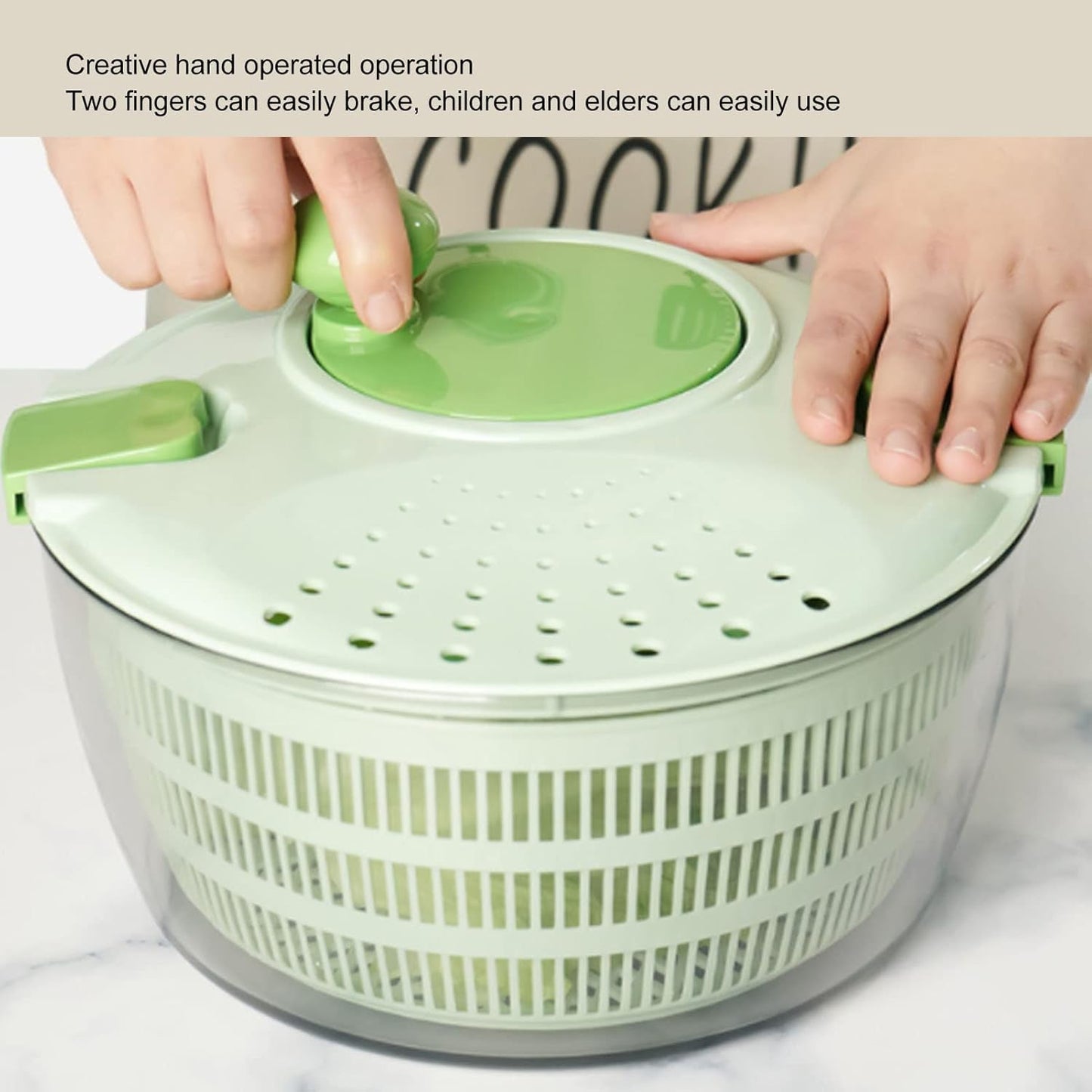 QANYEGN 4L Vegetable Dryer, Leuce er and Dryer, Fruit Washer, Salad Spinner with Drain, Bowl, and Colander - PuriLite