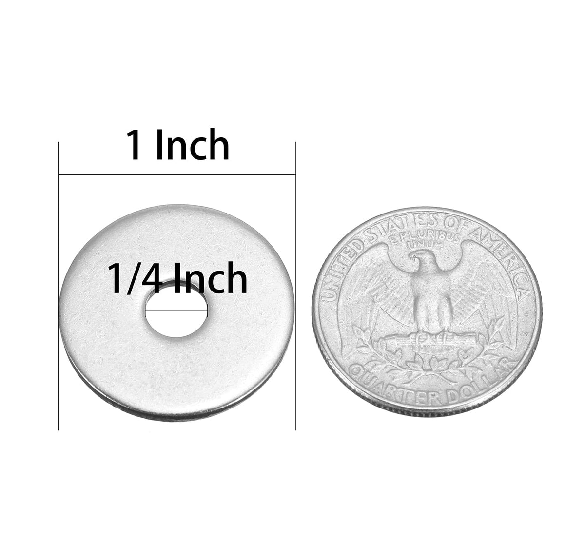 1/4" x 1" Stainless Fender Washer,18-8 (304) Stainless Steel Flat Washer,1/4" ID x 1" OD x 0.074" Thick(40Pcs) - PuriLite