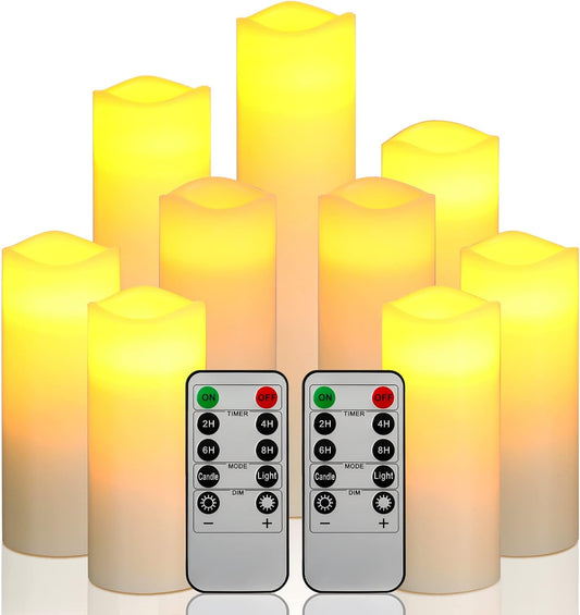 Flameless Candles Battery Candles LED Candles 9 Pcs Real Wax - PuriLite