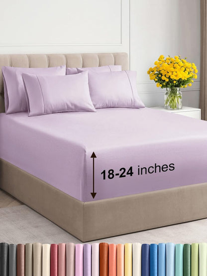 Extra Deep Queen Sheet Set - 6 Piece Breathable & Cooling Sheets - Hotel Luxury Bed Sheets Set - Easy & Secure Fit - Soft, Wrinkle Free & Comfy Sheets Set - White Sheet Set w/Extra Deep Pockets - PuriLite