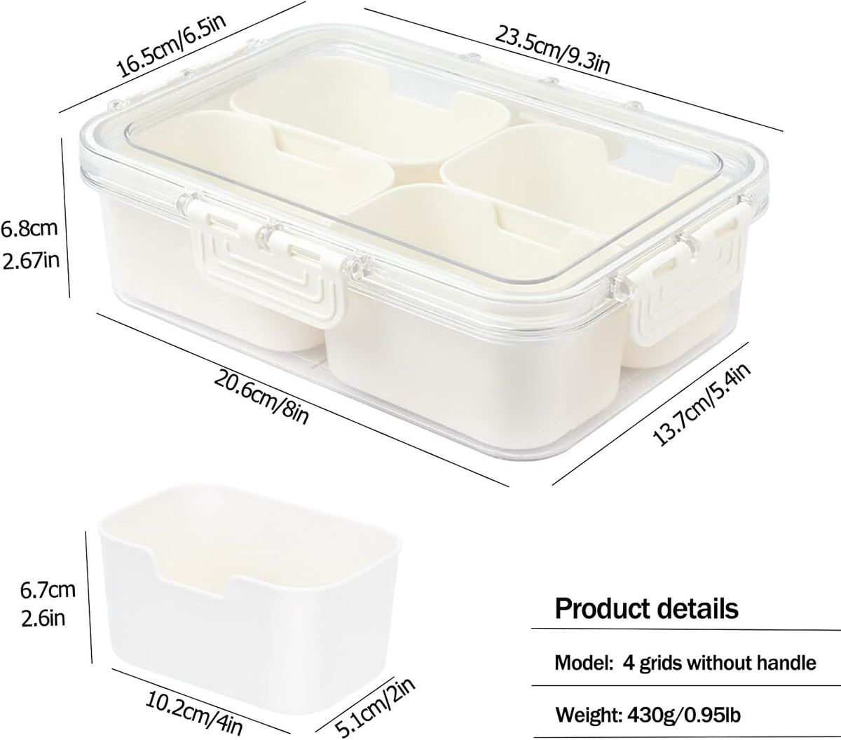 KIGITIONE Snackle Box, Pink 8 Compartments Portable Serving Tray, Divided Snackle Box Container with Lid and Handle, Snack Organizer for Fruits, Snacks, Nuts, Candy, Ideal for Party, Travel & Picnics - PuriLite
