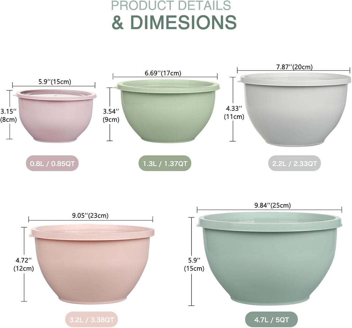 Purilite Select Plastic Mixing Bowl Set - PuriLite
