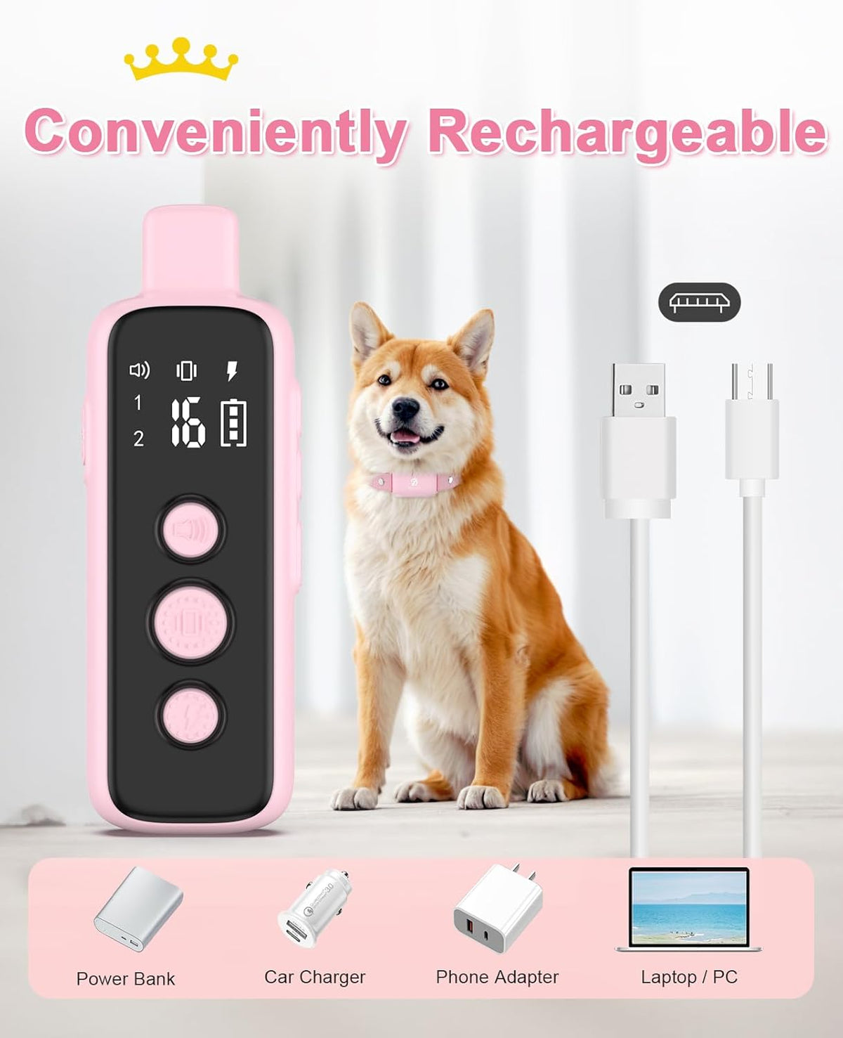 Bousnic Shock Collar for Dogs - Waterproof Rechargeable Dog Electric Training Collar with Remote for Small Medium Large Dogs with Beep, Vibration, Safe Shock Modes (8-120 Lbs) (Grey) - PuriLite
