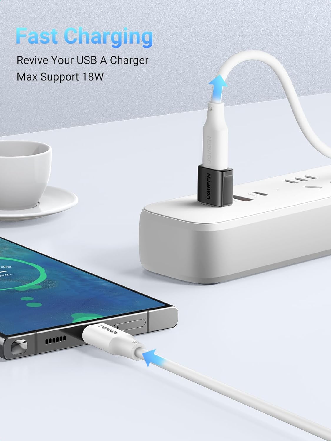 UGREEN USB to USB C Adapter 3 Pack, 10Gbps Data Transfer USB A to USB C Adapter Car Charger Adapter for iPad iPhone 16 15 Pro Max Galaxy S24 S23 Pad Air Mini, Car Play, PC/Laptop,Hard Drive Enclosure - PuriLite