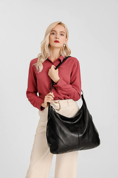Ashioup Hobo Bags for Women Soft PU Leather Shoulder Bag Vintage Slouchy Handbag with Zipper - PuriLite