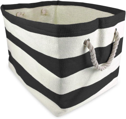 DII Storage Basket or Bin, Collapsible & Convenient Storage Solution for Office, Bedroom, Closet, Toys, Laundry (Large) - Pink Rugby Stripe - PuriLite