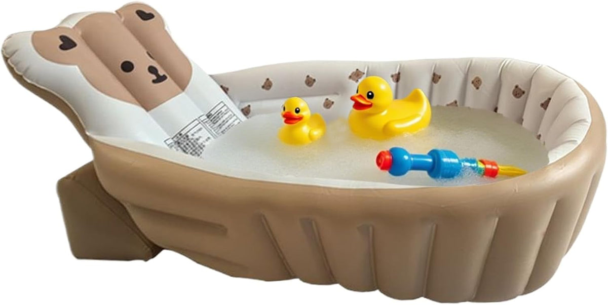 Baby Tubs - Inflatable Toddler Shower Tub - Adjustable Foldable Bathing Support Seat Bathroom Accessories for Beach Pool Outdoor Camping Travel - PuriLite