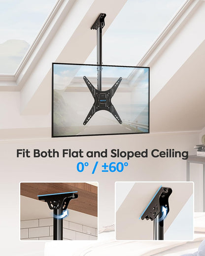 MOUNTUP Ceiling TV Mount for Most 24''-65'' TVs, Hanging TV Ceiling Mount for 32 43 50 55 60 65 inch TVs, Full Motion Height Adjustable TV Mount Bracket, Holds up to 99lbs, Max VESA 400x400mm, MU0039 - PuriLite
