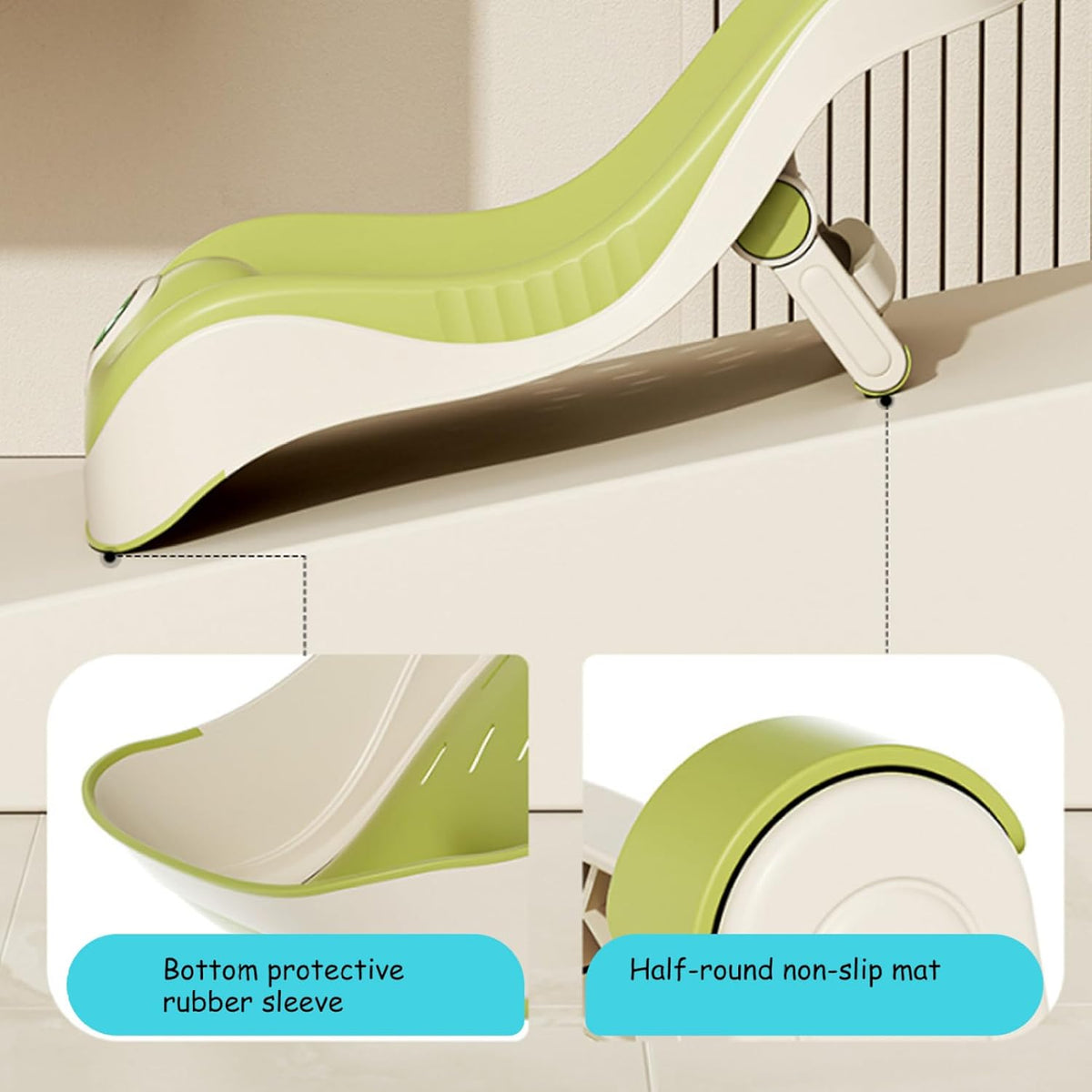 Baby Sink Bath, Adjustable Height Ergonomic Baby Bath Support with Temperature Reminder & Drainage Hole, Foldable Portable Infant Bathtub with Hook for Home Travel, Green, Sink Bather for - PuriLite