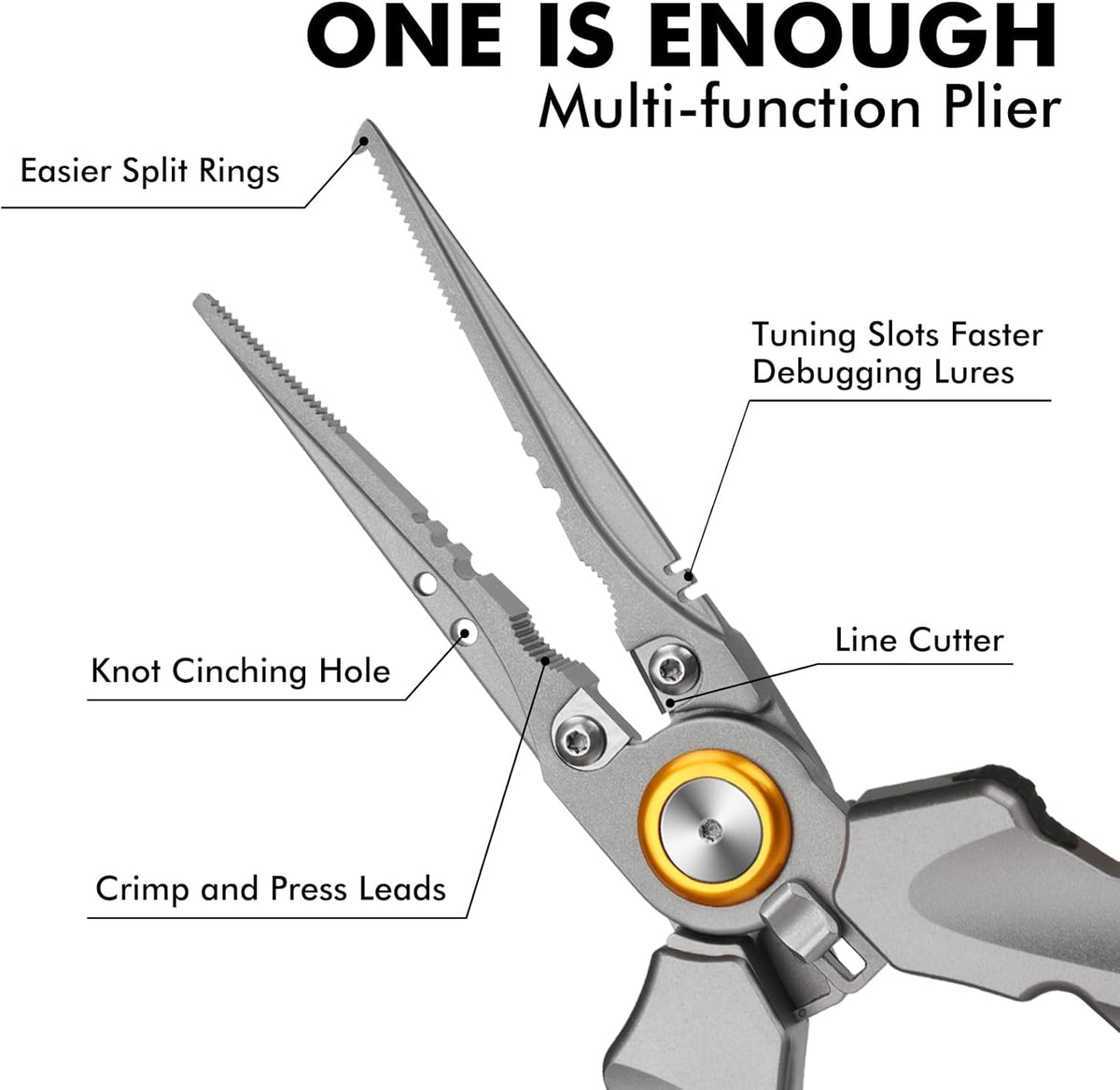 TRUSCEND Lockable Handy Fishing Pliers with Innovative Ergonomic Handle, Saltwater Corrosion Resistant Teflon Coated Fishing Tool, Multi-Function Fishing Gear with Mo-V Cutter, Amazing Fishing Gift - PuriLite