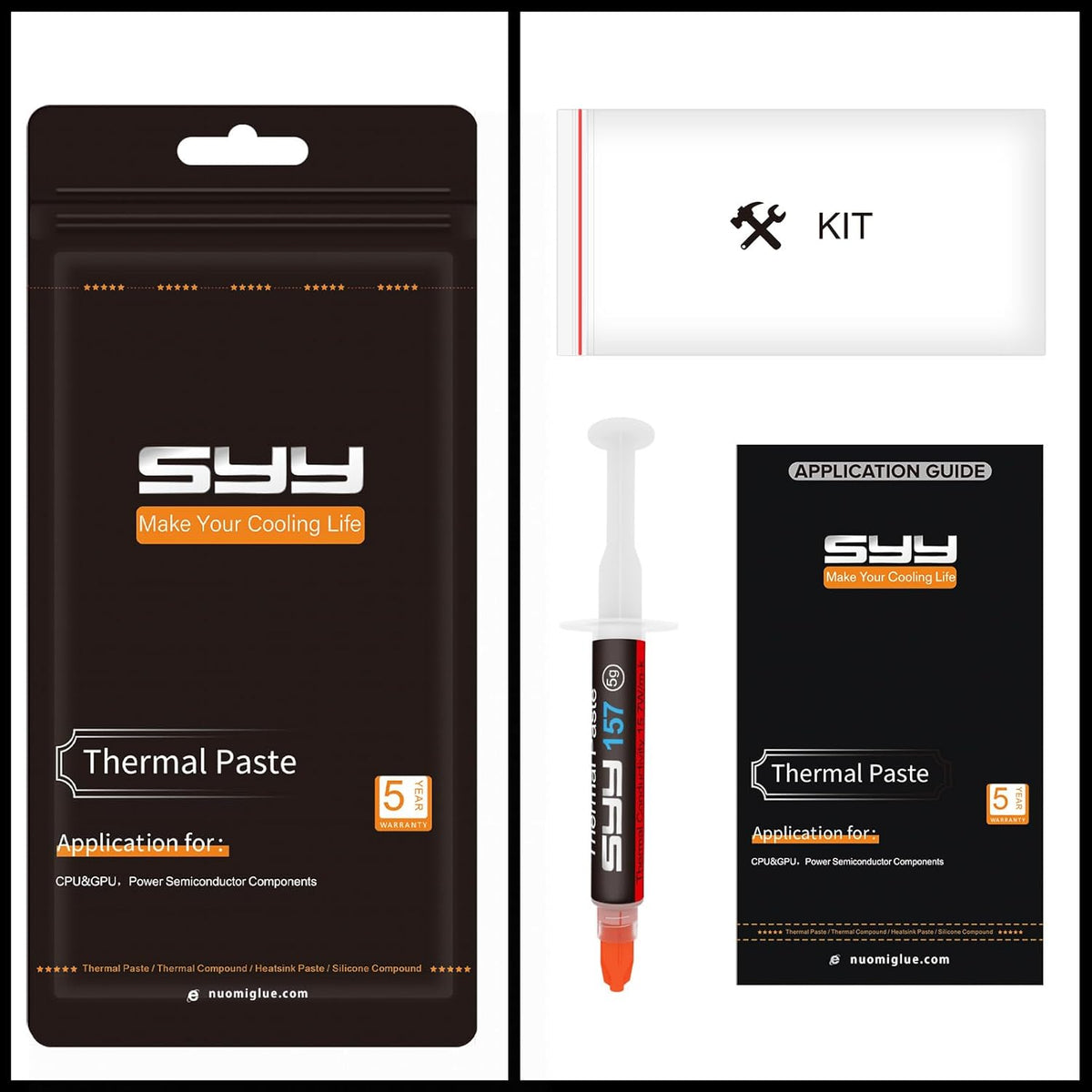 Thermal Paste, SYY 4G with Toolkit CPU Paste Thermal Compound Paste Heatsink for IC/Processor/CPU/All Coolers, Carbon Based High Performance, Thermal Interface Material - PuriLite