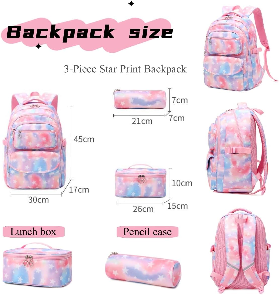 3Pcs Daisy Prints Backpack for Girls Bookbag set Primary School Daypack Elementary Students Knapsack with Lunch Box - PuriLite