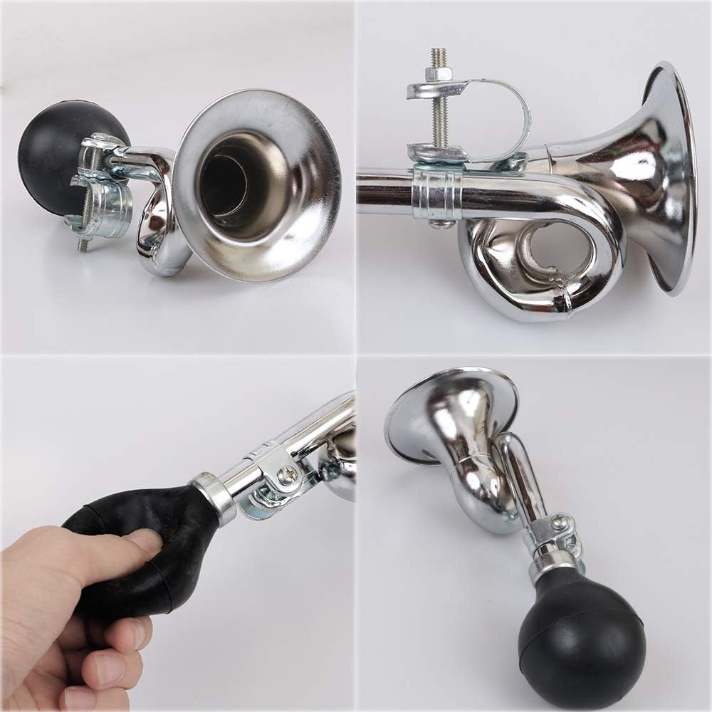 Cozihom Bike Bugle Horn, Metal Squeeze Clown Bugle for Bicycle, Bicycle Bell, Universal, Fit for 22.2mm Handlebar, 2 Pack - PuriLite