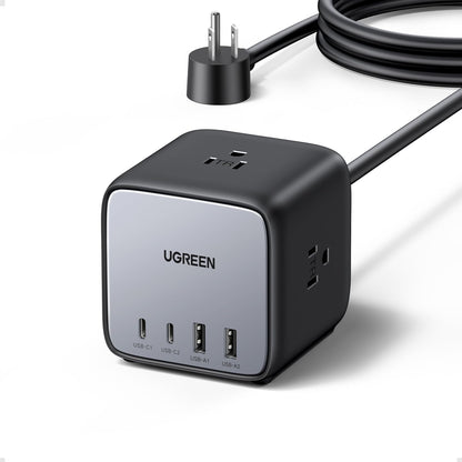 UGREEN 65W USB C Charger, Nexode Power Bar, Charging Station with 3 AC Outlets, 2 USB C, 2 USB A, 6ft Extension Cord Charging Station Compatible with MacBook Pro Air, iPhone 16 15, iPad - PuriLite