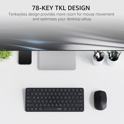 RAPOO Keyboard and Mouse Wireless - 9010M Multi-Device Wireless Keyboard Mouse Combo, 2.4GHz/Bluetooth 5.0/4.0 Wireless Keyboard Mouse Set for Windows/Mac/Linux/Chrome, Support 4 Devices, Silent Click - PuriLite
