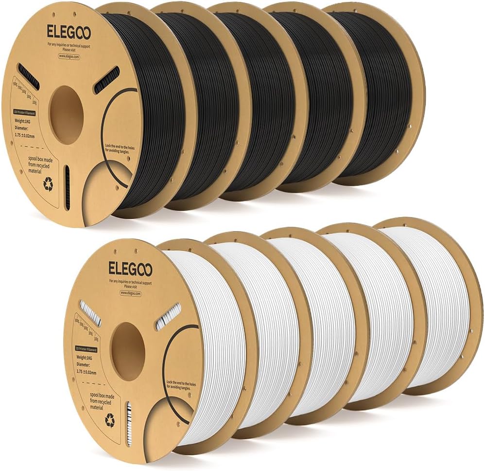 ELEGOO PLA+ Filament 1.75mm Black 4KG, PLA Plus 3D Printer Filament, Dimensional Accuracy +/- 0.02 mm, Tough & High Strength, Fit for Most FDM Printers(1KG/Spool, 2.2 lbs) - PuriLite
