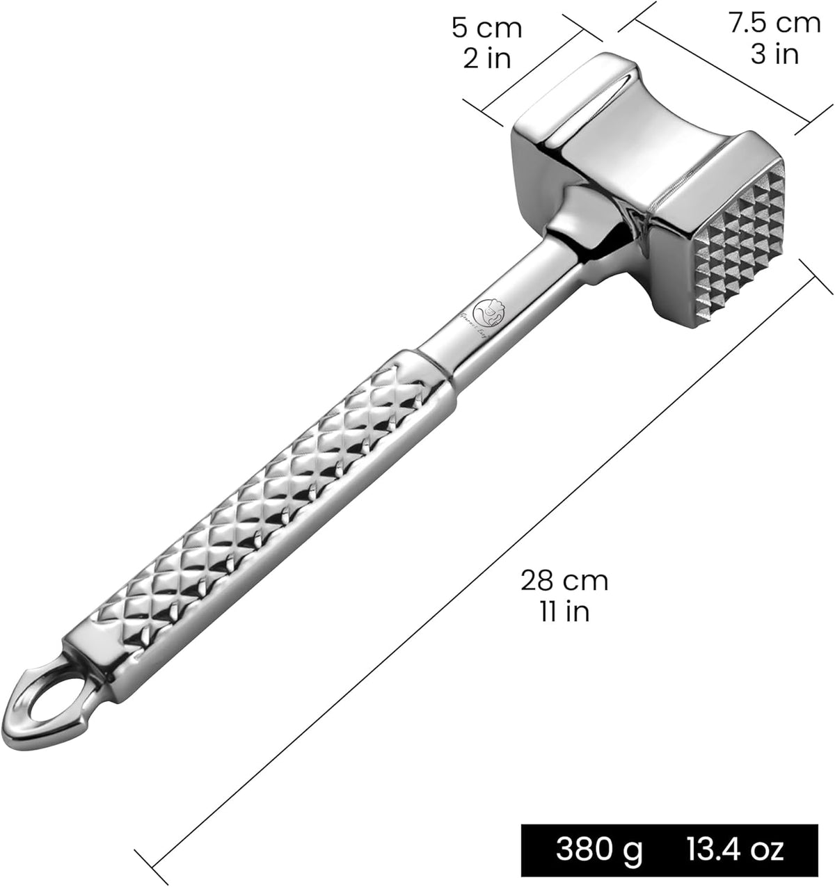 Stainless Steel Meat Tenderizer Tool, Premium Meat Mallet with Non-Slip Grip, Dual-Sided with Heart Shape Design for Tenderizing Steak, Poultry & Chicken Cutlet, Dishwasher Safe, Lifetime Replacement - PuriLite