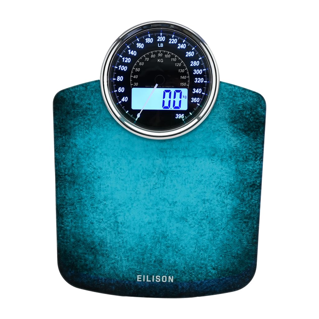 EILISON Highly Advance 2-in-1 Digital & Analog Weighing Scale for Body Weight-400lbs, 4 High Precison GX Sensor Accurate, Thick Tempered Glass, Extra Large Display (White) - PuriLite