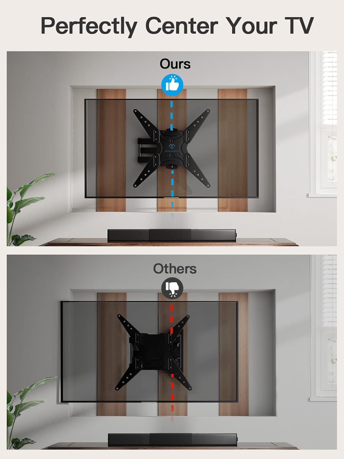 PERLESMITH Full Motion TV Wall Mount for 26-60 Inch Flat, Curved, LED, LCD, OLED, 4K TVs with Tilt, Swivel, Extension, Level, Articulating Arms TV Bracket VESA 400x400, Corner TV Mount up to 77 lbs - PuriLite