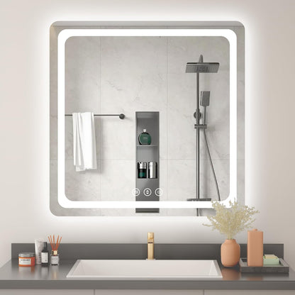 Lmsedf 24" x 32"Rectangle LED Bathroom Mirror with Lights, Backlit & Front Lighted, Wall-Mounted Vanity Mirror 3000K/4000K/6000K, Memory Functions, Anti-Fog, Dimmable Smart Mirror - PuriLite