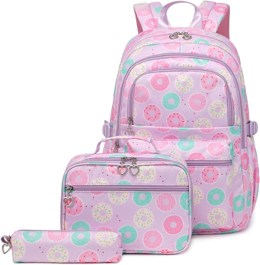 3Pcs Daisy Prints Backpack for Girls Bookbag set Primary School Daypack Elementary Students Knapsack with Lunch Box - PuriLite