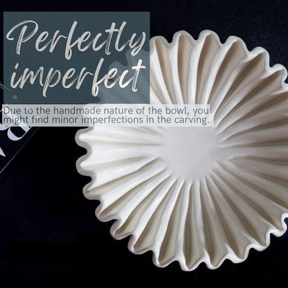 Fluted Ruffle Decorative Bowl | Resin Decorative Bowl | Home Decor Accent Bowl | Coffee Table Bowl | Small Centerpiece Bowl - PuriLite