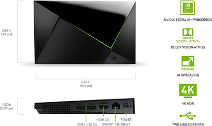 NVIDIA SHIELD Android TV Pro | 4K HDR Streaming Media Player, High Performance, Dolby Vision, 3GB RAM, 2x USB, Works with Alexa, Black - PuriLite
