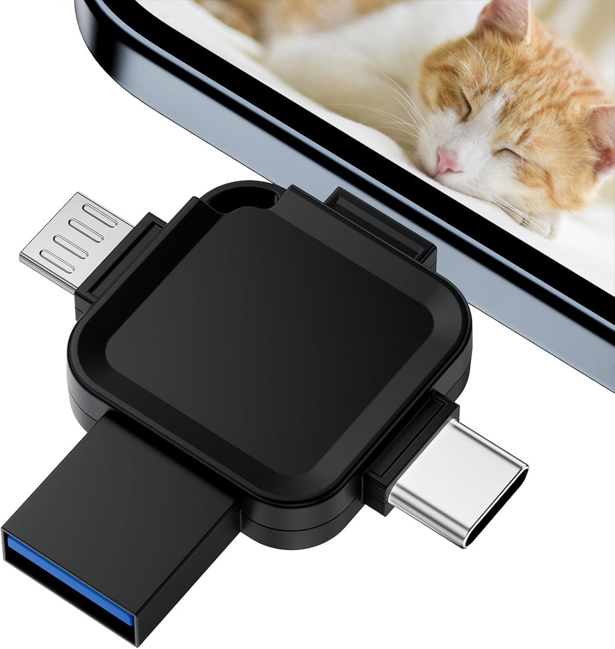 LANSLSY 256GB 4 in 1 Flash Drive for iPhone USB Flash Drive Memory Stick,Silver Photo Stick for iPhone/i- pad/Android/PC - PuriLite