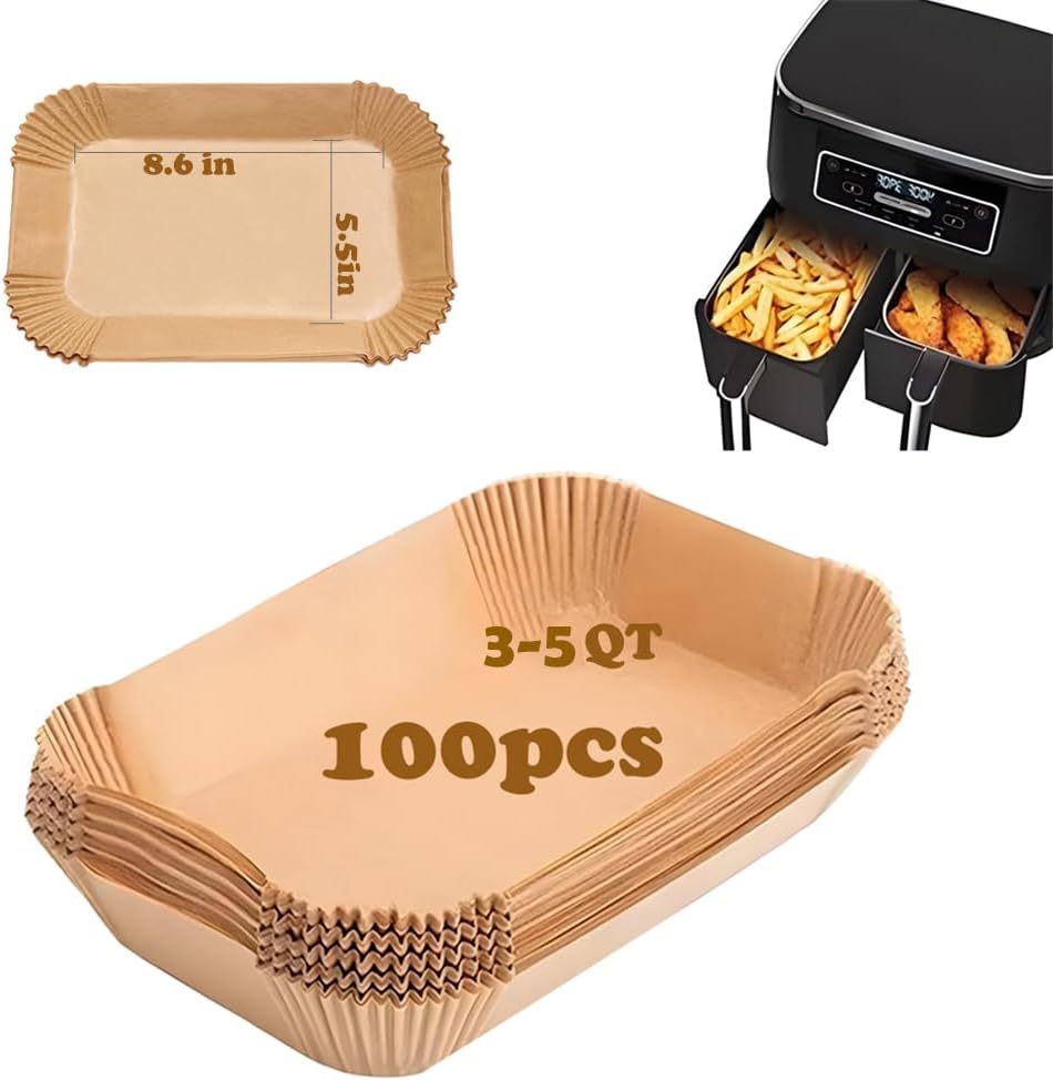 7.5 Inch Air Fryer Parchment Paper Liners Square,150 Pcs Non-Stick &Oil-Proof Air Fryer Liners Disposable for 2-5 QT Frying,Baking,Roast - PuriLite